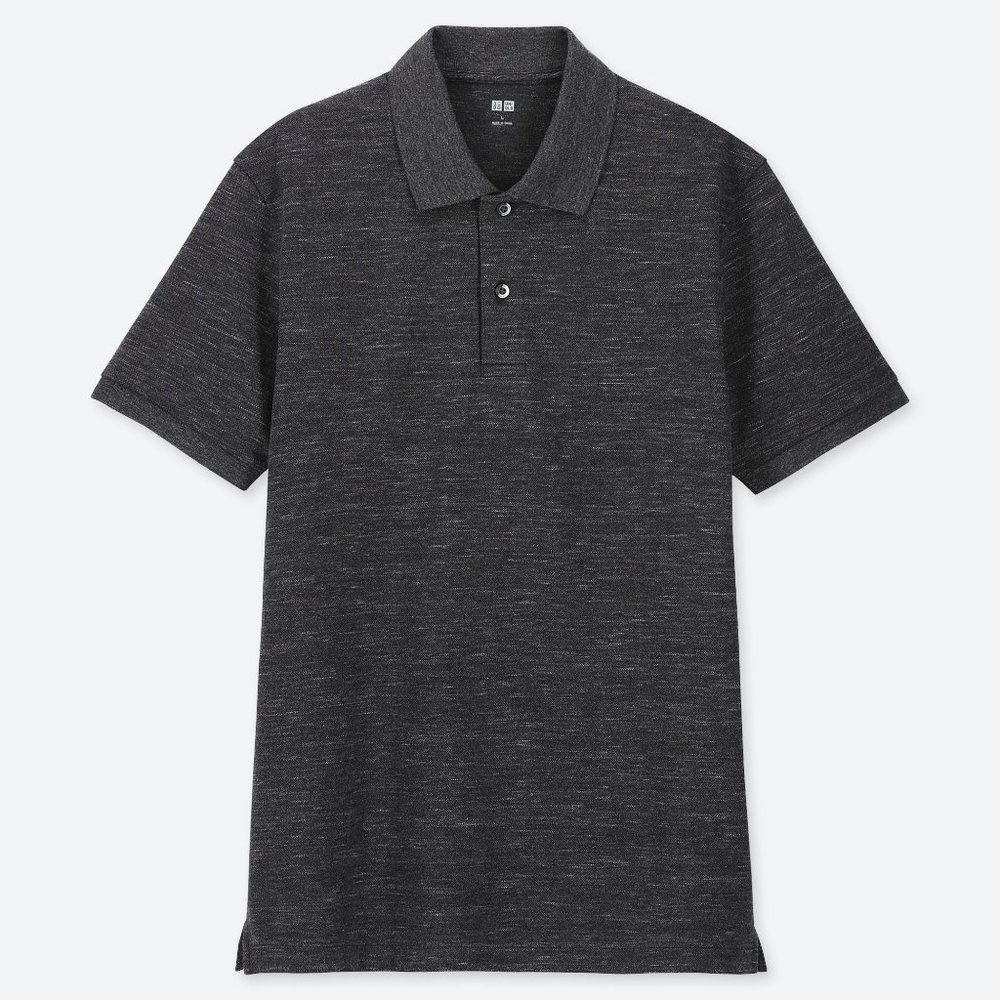 BNWT Uniqlo Dry Pique Polo, Grey with White Lines, XS